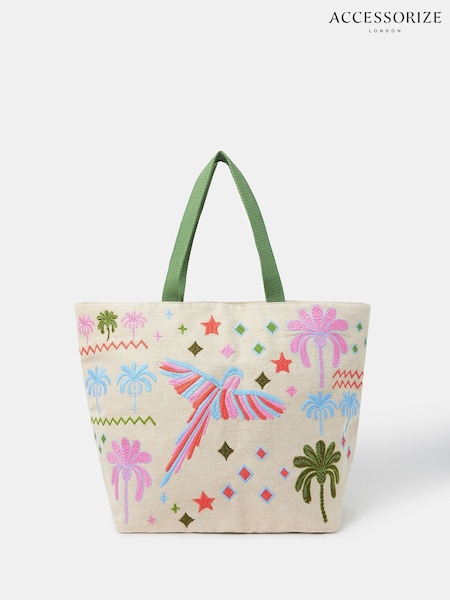 Accessorize Tropical Embroidered Tote Beach Bag (W76079) | R$ 345