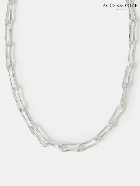 Accessorize Silver Tone Sterling Chunky Molten Link Necklace (W76084) | €25