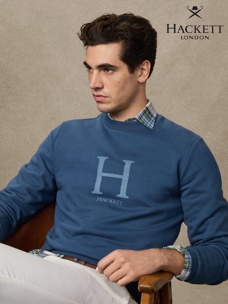 Hackett Blue Heritage Logo Crew Neck Sweater (W76212) | R$ 985