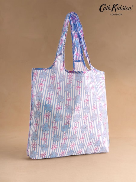 Cath Kidston Blue Nana Elephant Print Foldaway Shopper (W76219) | $40
