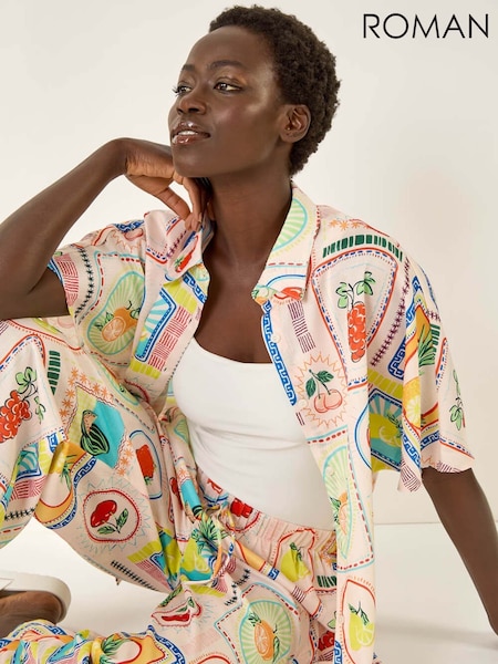 Roman White Fruit Print Button Through Shirt (W76257) | €51