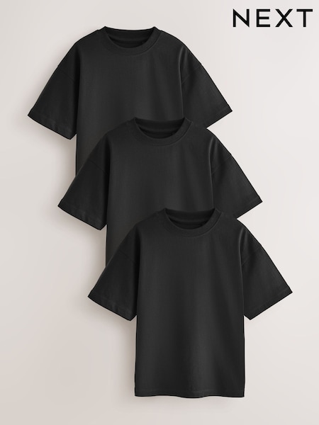 Black Relaxed Fit Short Sleeve T-Shirts 3 Pack (3-16yrs) (W76395) | R$ 100 - R$ 155