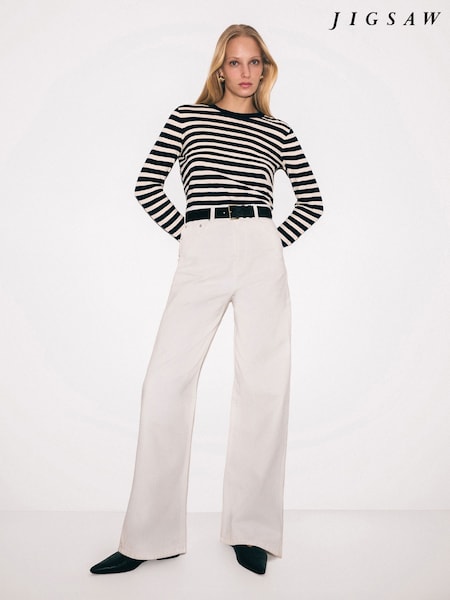 Jigsaw White Lucia Wide Leg Jeans (W76398) | €121