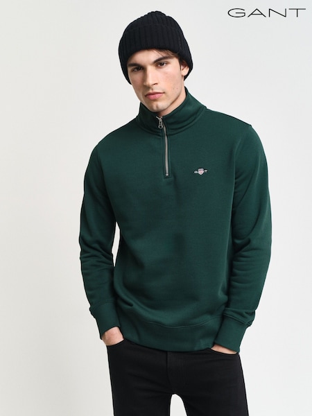 GANT Green Shield Logo Half Zip Sweatshirt (W76443) | €133