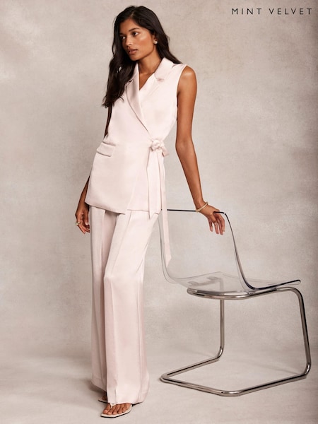 Mint Velvet Pink Pleated Wide Leg Trousers (W76575) | €179