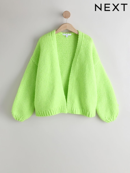 أخضر فوسفوري - Soft Touch Chunky Knit Cardigan (W76582) | 179 ر.ق.