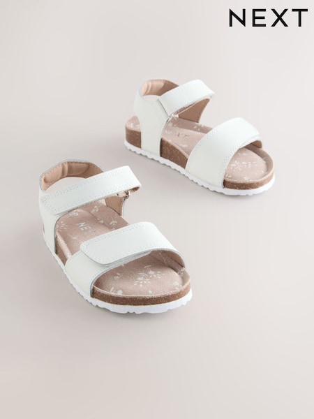 White Standard Fit (F) Touch Fastening Corkbed Sandals (W76627) | AED76 - AED86