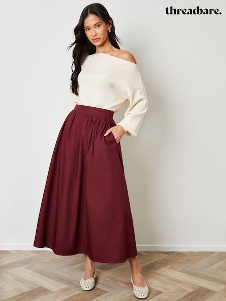 Threadbare Red Midi Skirt with Pockets (W76647) | €43