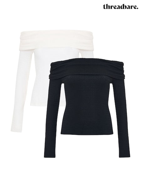 Threadbare Textured Jersey Bardot Blouses 2 Pack (W76652) | €48