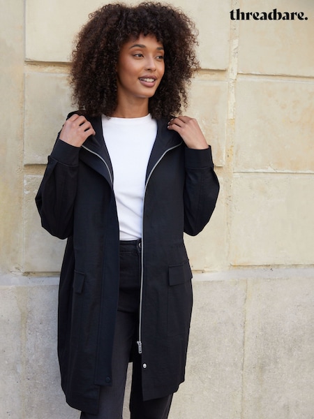 Threadbare Black Mid Length Hooded Mac (W76663) | €71