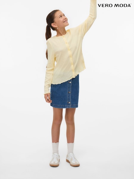 VERO MODA Yellow Long Sleeve Pointelle Cardigan (W76705) | AED140