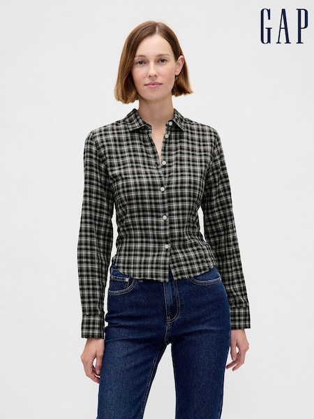 Gap Black Flannel Fitted Check Shirt (W76734) | €53