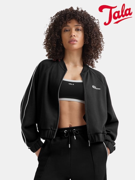 TALA Black Contrast Piping Track Jacket Shadow (W76794) | R$ 545