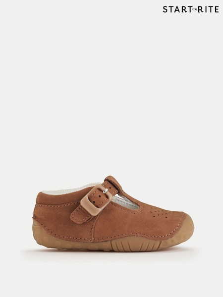 Start-Rite Babies Baby Jack T-bar Nubuck Leather Buckle Pre-Walkers Brown Shoes (W76844) | R$ 365