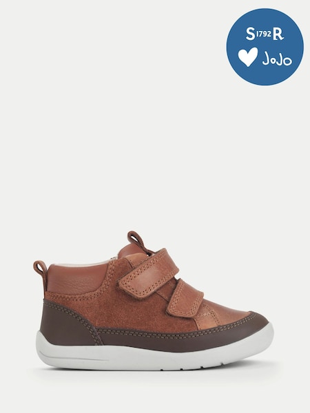Start-Rite Kids Rove Leather and Suede Double Rip Tape First Walking Brown Boots (W76857) | ‏291 د.إ.‏