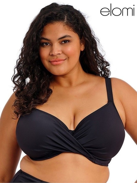 Black - Elomi Plain Sailing Underwire Plunge Bikini Top