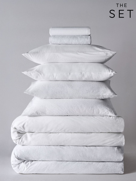 The Set 2 Pack Grey Stripe/ Floral Printed Duvet Cover and Pillowcase Set with Fitted Sheets (W77057) | €66.50 - €119.50