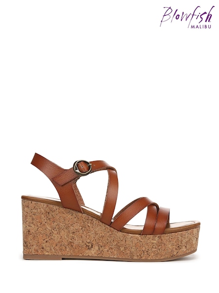 Blowfish Malibu Regular Fit Aurora Brown Wedge Sandals (W77107) | 521 LEI