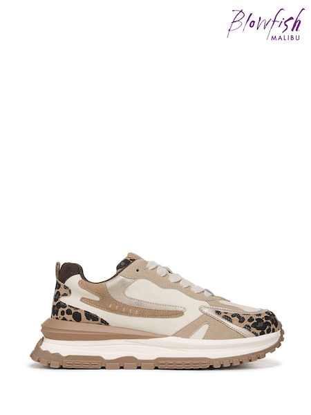 Blowfish Malibu Regular Fit Cream Leo Lace-Up Trainers (W77113) | €69