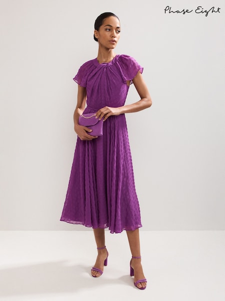 Phase Eight Purple Gwen Textured Dress (W77217) | €178