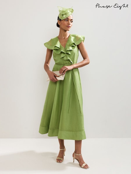 Phase Eight Green Annette Frill Dress (W77226) | 787 QAR