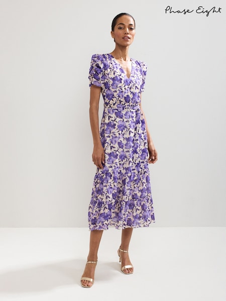 Phase Eight Purple Azalea Floral Print Dress (W77227) | €203