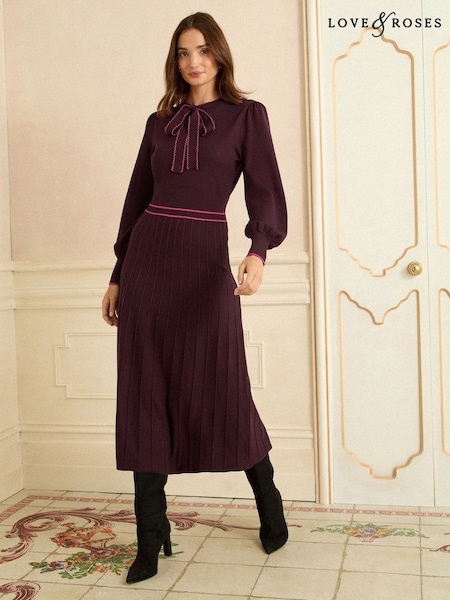 Love & Roses Kniited Midi Dress (W77524) | ‏307 ر.ق.