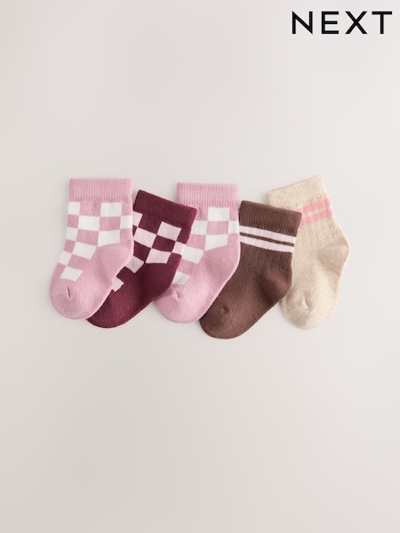 Rose motif damier - Bébé Chaussettes 5 Lot