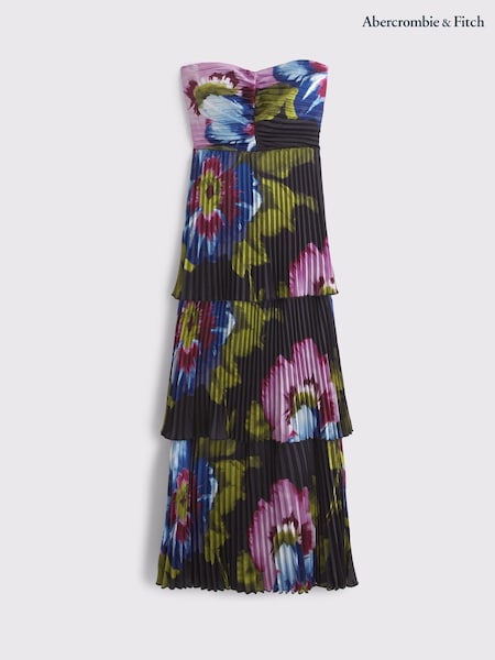 Abercrombie & Fitch Black Tiered Giselle Maxi Dress (W77602) | €151