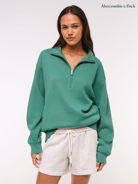 Abercrombie & Fitch Green Half Zip Collar Sweatshirt (W77604) | R$ 590