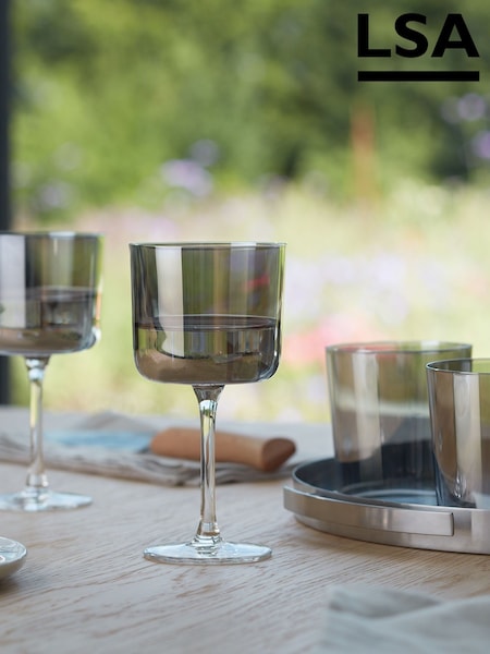 LSA International Set of 2 Grey Lunar Wine Glasses 250ml (W77757) | €34