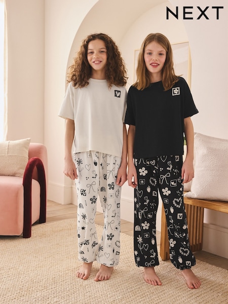 أسود/بيج فاتح - Jogger Pyjamas 2 Pack (3-16yrs) (W77782) | ‏107 ر.س.‏ - ‏143 ر.س.‏