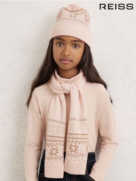 Reiss Ecru Farah Fair Isle Hat And Scarf Set With Wool (W77799) | €55