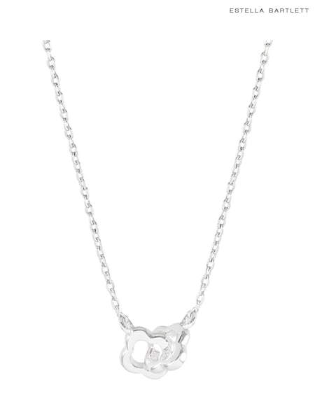 Estella Bartlett Silver Tone Double Linked Flower Print Necklace (W77877) | €28