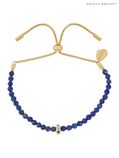 Estella Bartlett Gold Tone Lapis Lazuli Amelia Bracelet with Pave Charm (W77878) | €32