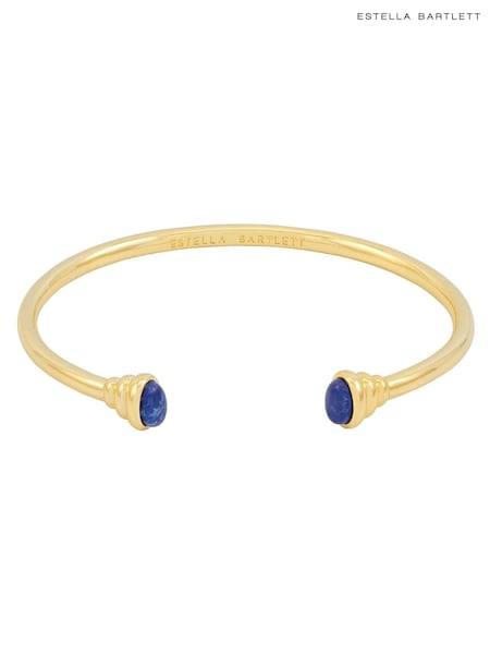 Estella Bartlett Gold Tone Waterprooof Cabochon Lapis Lazuli Open Bangle (W77890) | €69
