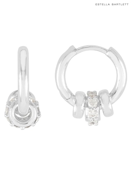 Estella Bartlett Silver Tone Triple Disc Hoop Pave Earrings (W77893) | €33