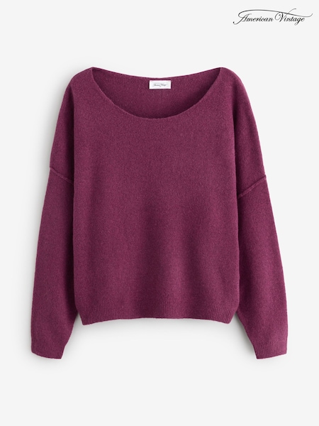 American Vintage Purple Damsville Long Sleeve Boat Neck Jumper (W77951) | €140