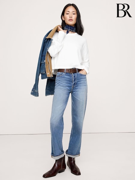 Banana Republic White Jersey Cotton Cropped T-Shirt (W77965) | €40