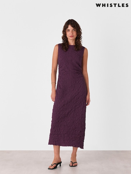 Whistles Purple Lori Textured Midi Dress (W77968) | R$ 1.470