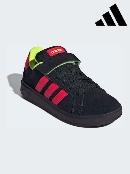 adidas Black/Red Grand Court 00s Suede Elastic Lace Kids Trainers (W77994) | kr690
