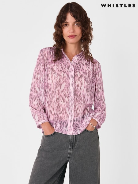 Whistles Leopard Print Pleat Detail Shirt (W78030) | R$ 880