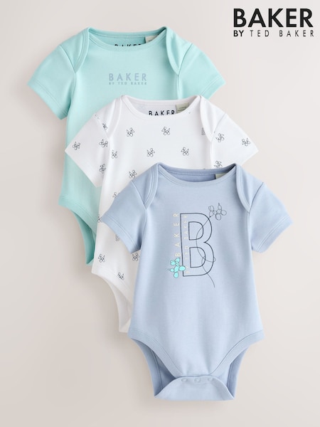 Baker by Ted Baker Blue 3 Pack Short Sleeve Bodysuits (W78035) | € 47 - € 51
