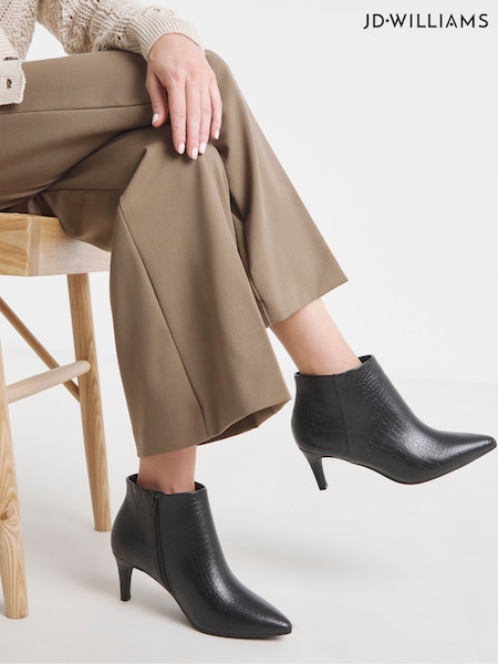 Negro cromo - JD Williams Kitten Heel Pointed Toe Shoes Boots (W78082) | 71 €