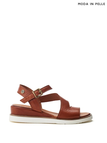 Moda in Pelle Kapur Cross Strap Wedge White Sandals (W78126) | € 154