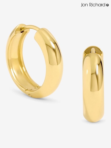 Jon Richard Gold Plated Waterproof Small Flat Surface Hoop Earrings (W78204) | €22.50
