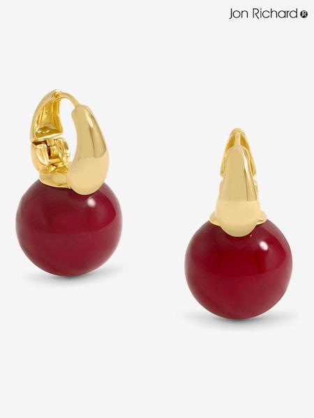 Jon Richard Gold Tone Red Bead Earrings (W78213) | €22.50