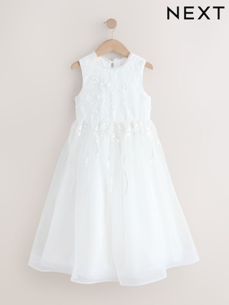 Weiß - Floral Embroidered Flower Bow Dress (3-16yrs) (W78231) | 98 € - 108 €