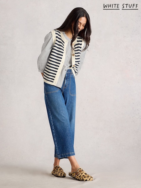 White Stuff Blue Sienna Stripe Button Tank Cardigan (W78261) | €69