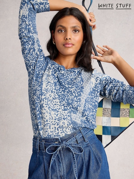White Stuff Blue Print Jumper (W78268) | R$ 585